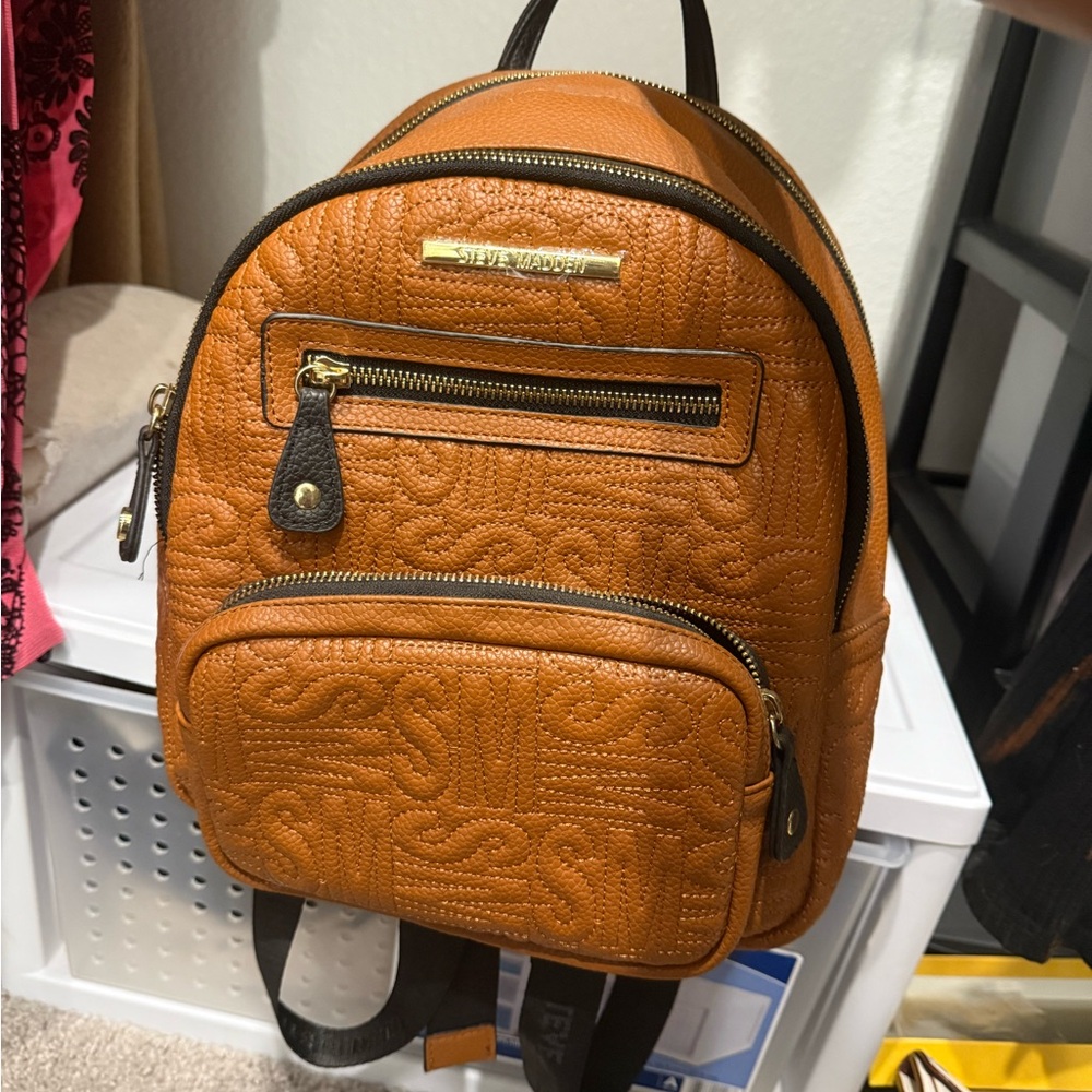 Steve Madden Caramel Textured Mini Backpack